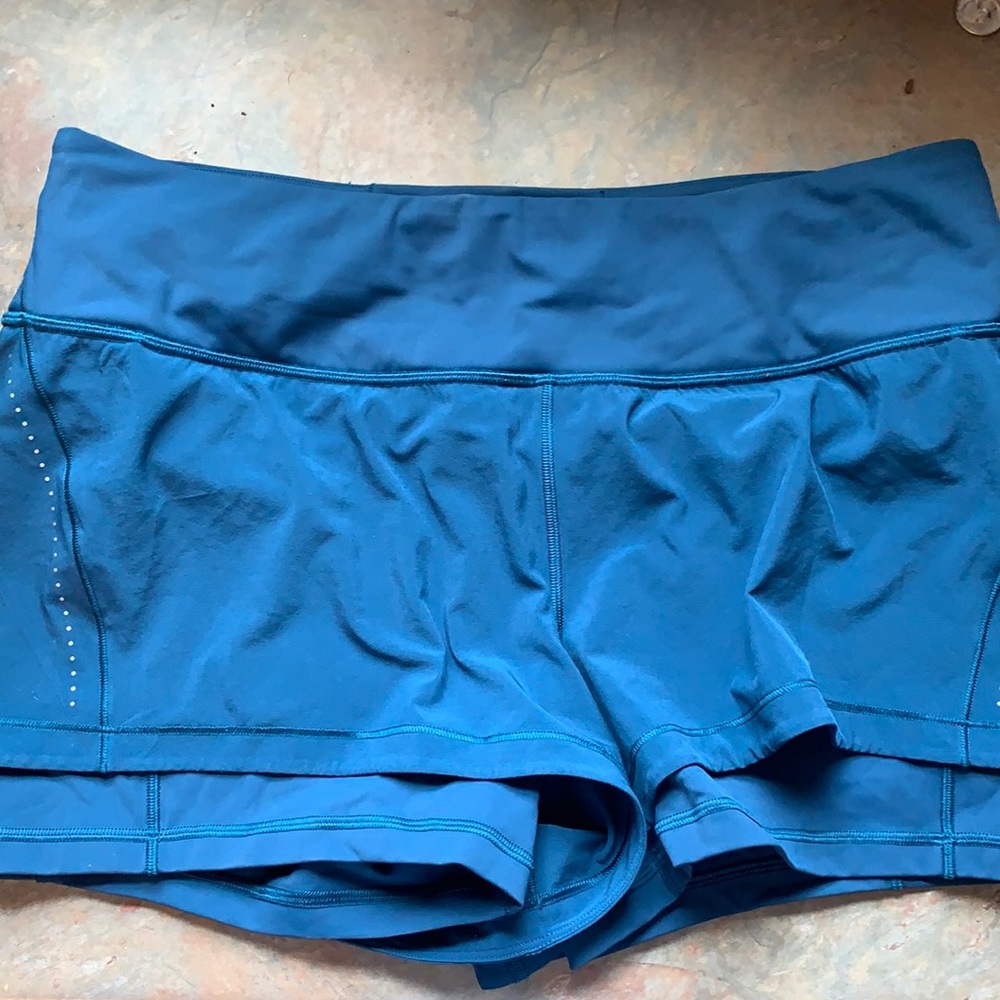 Lululemon blue lined running shorts 10